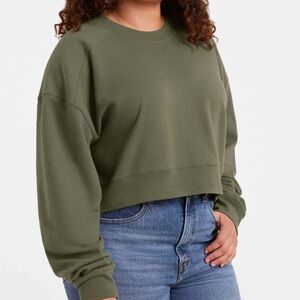 Olive Green Cropped Sweatshirt